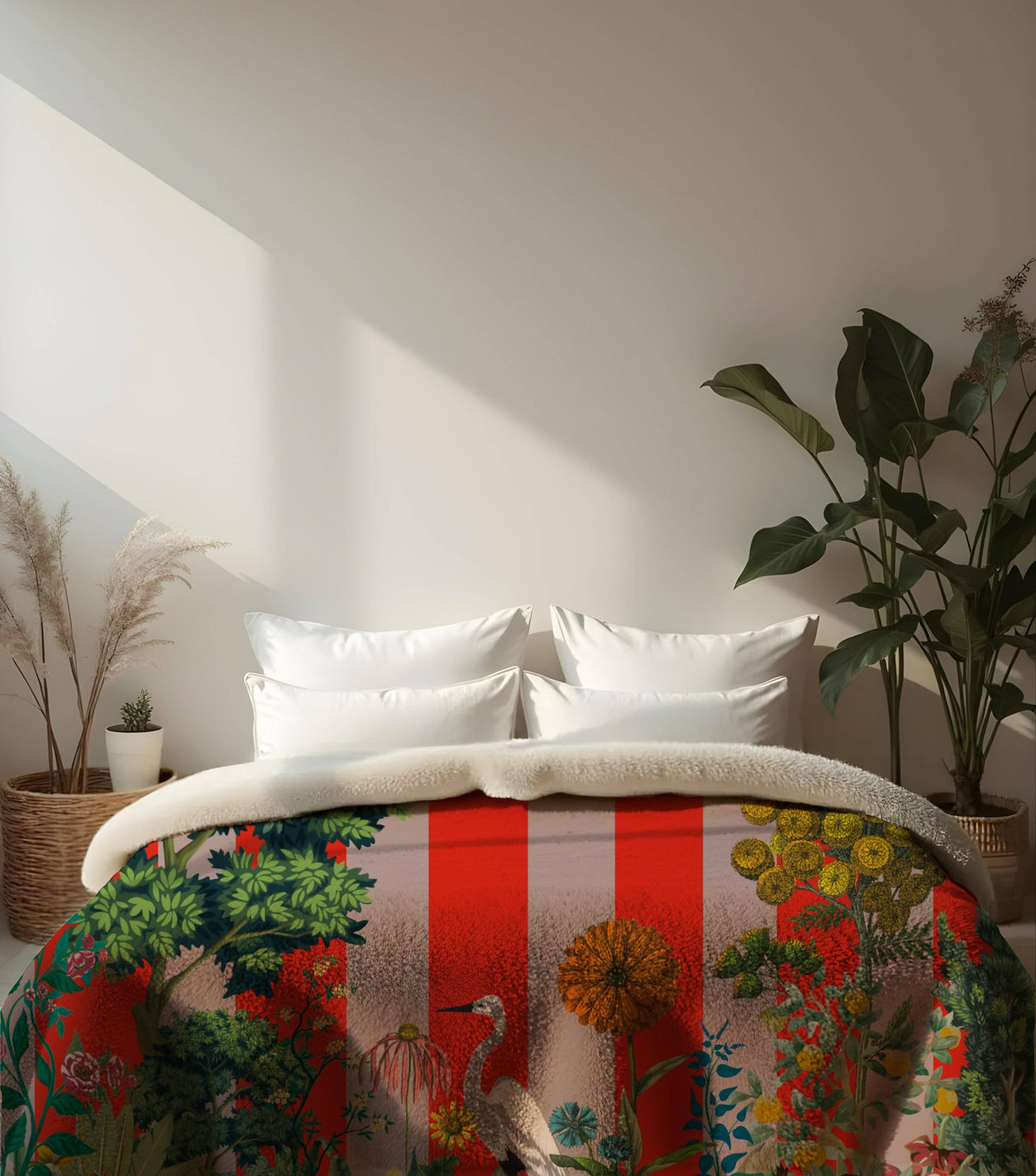Coperta Sherpa Airone Vermiglio - design Manuela Merlo Pink Martini Design