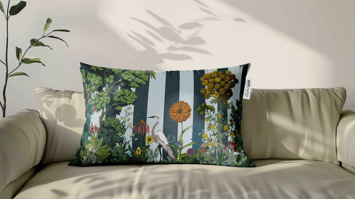 Cuscino Rettangolare Airone Avio Milk – Design Manuela Merlo di Pink Martini Design