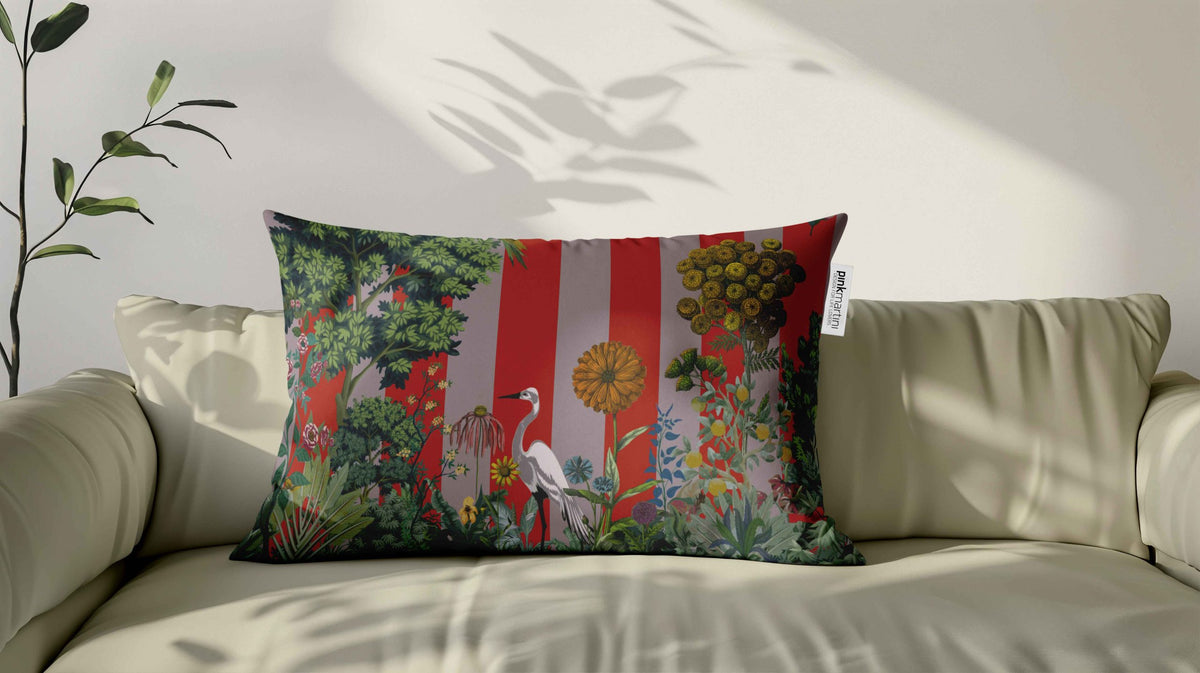 Cuscino Rettangolare Airone Vermiglio – Design Manuela Merlo di Pink Martini Design