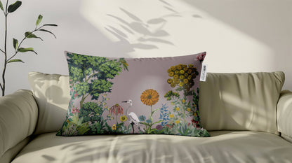 Cuscino Rettangolare Airone Rosa – Design Manuela Merlo di Pink Martini Design