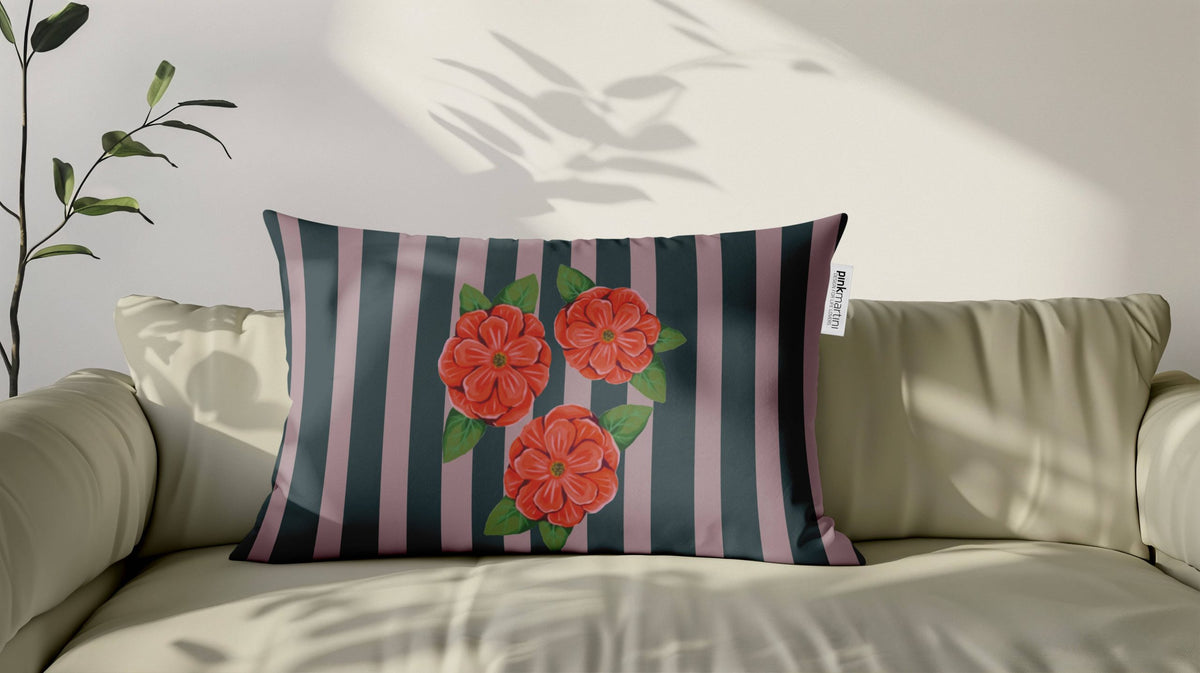 Cuscino Rettangolare Fiori Avio – Design Manuela Merlo di Pink Martini Design