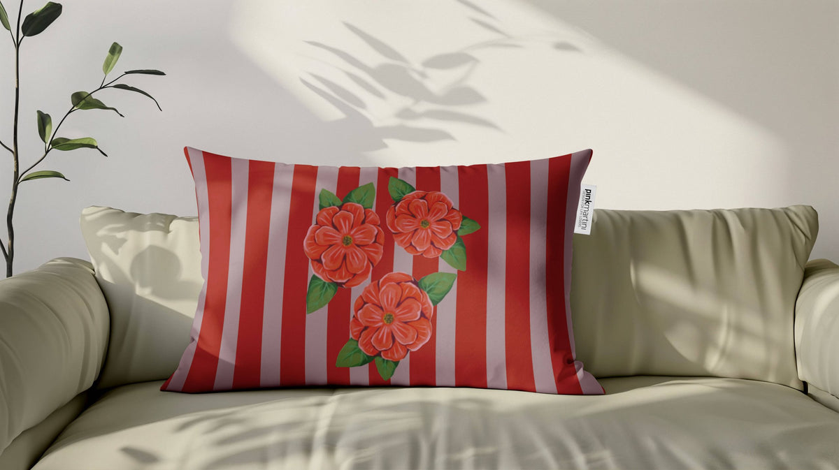 Cuscino Rettangolare Fiori Vermiglio – Design Manuela Merlo di Pink Martini Design