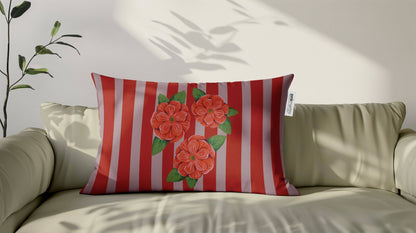 Cuscino Rettangolare Fiori Vermiglio – Design Manuela Merlo di Pink Martini Design