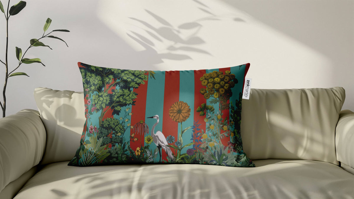 Cuscino Rettangolare Airone Acqua – Design Manuela Merlo di Pink Martini Design