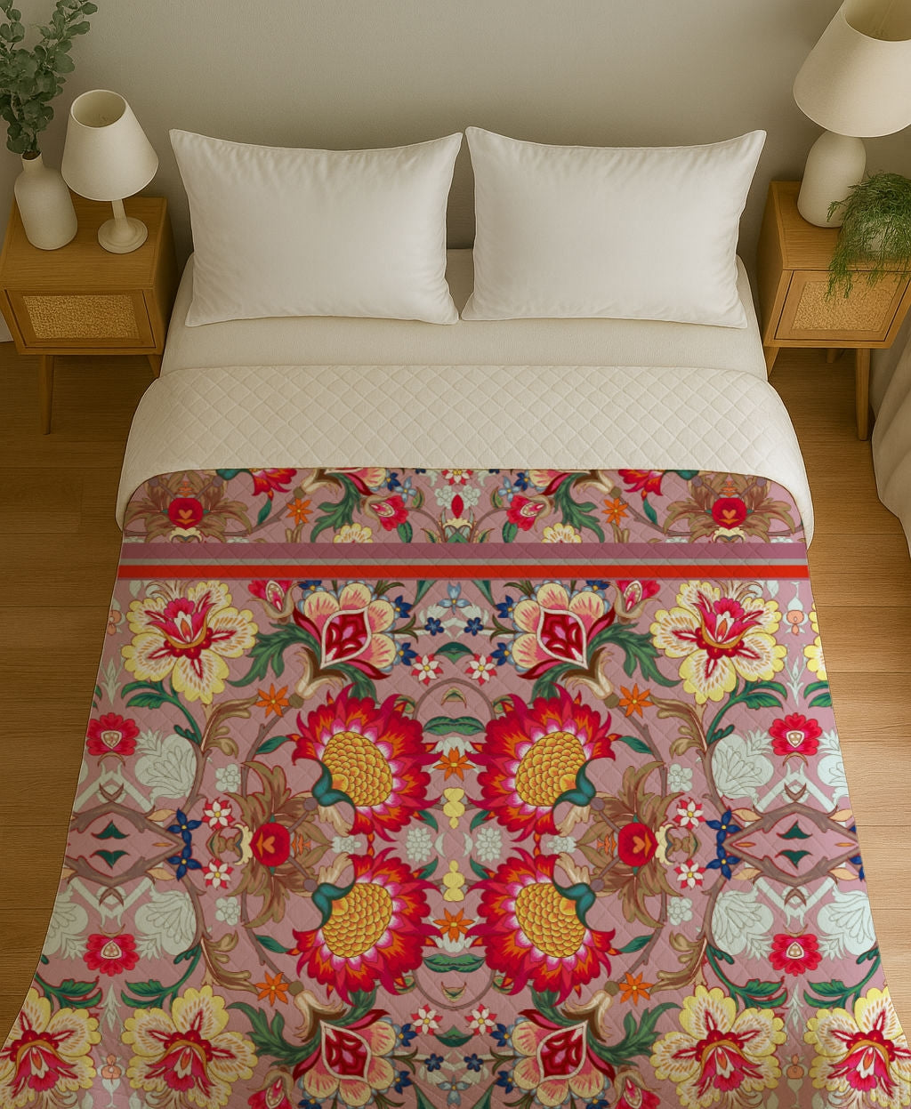 Copriletto Trapuntino India Rosa – Design Manuela Merlo di Pink Martini Design