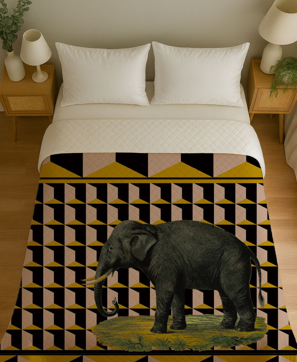 Copriletto Trapuntino Elefante Pattern – Design Manuela Merlo di Pink Martini Design
