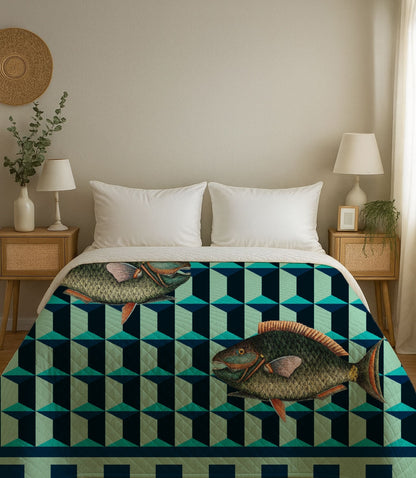Copriletto Trapuntino Pesce Pattern – Design Manuela Merlo di Pink Martini Design