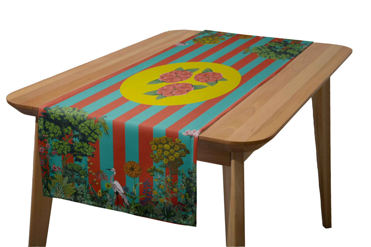 Runner Policanva Airone Fiori – Design Manuela Merlo di Pink Martini Design