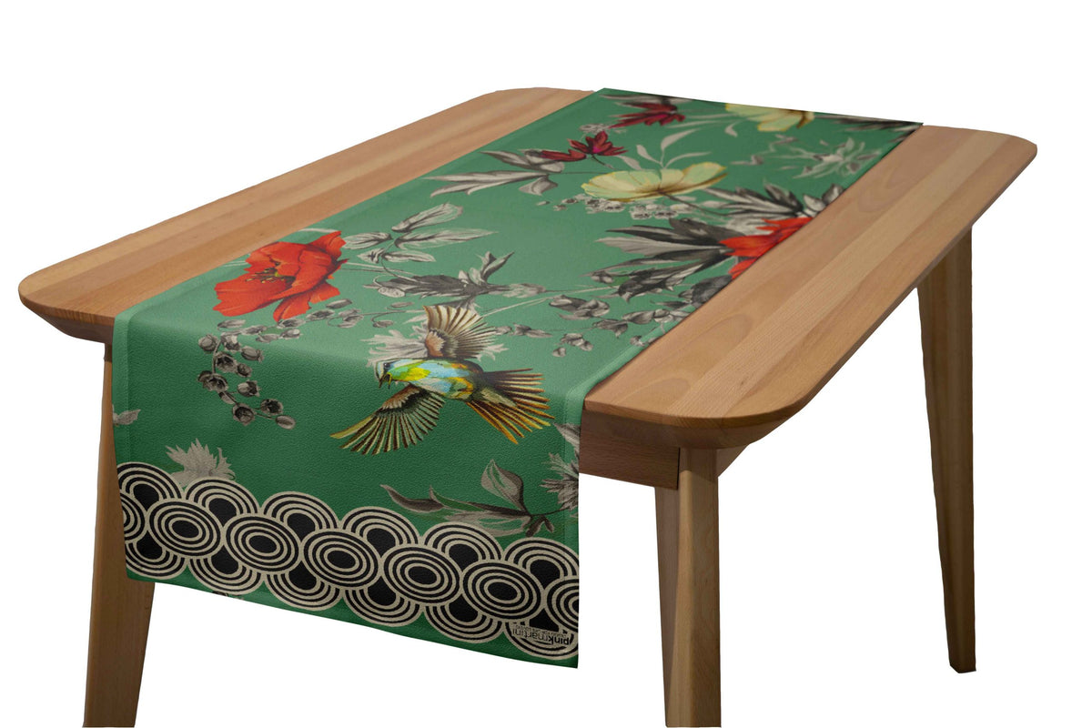 Runner Policanva Colibrì Tiffany – Design Manuela Merlo di Pink Martini Design