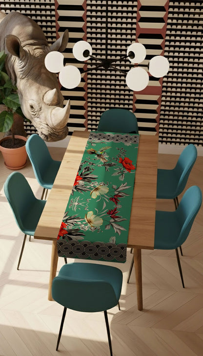 Runner Policanva Colibrì Tiffany – Design Manuela Merlo di Pink Martini Design