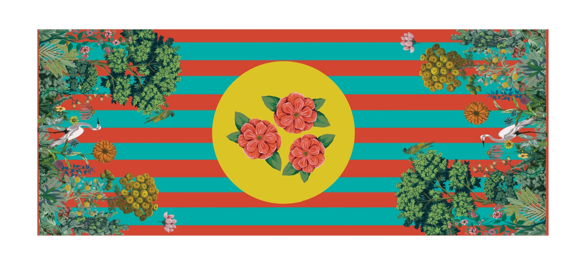 Runner Policanva Airone Fiori – Design Manuela Merlo di Pink Martini Design