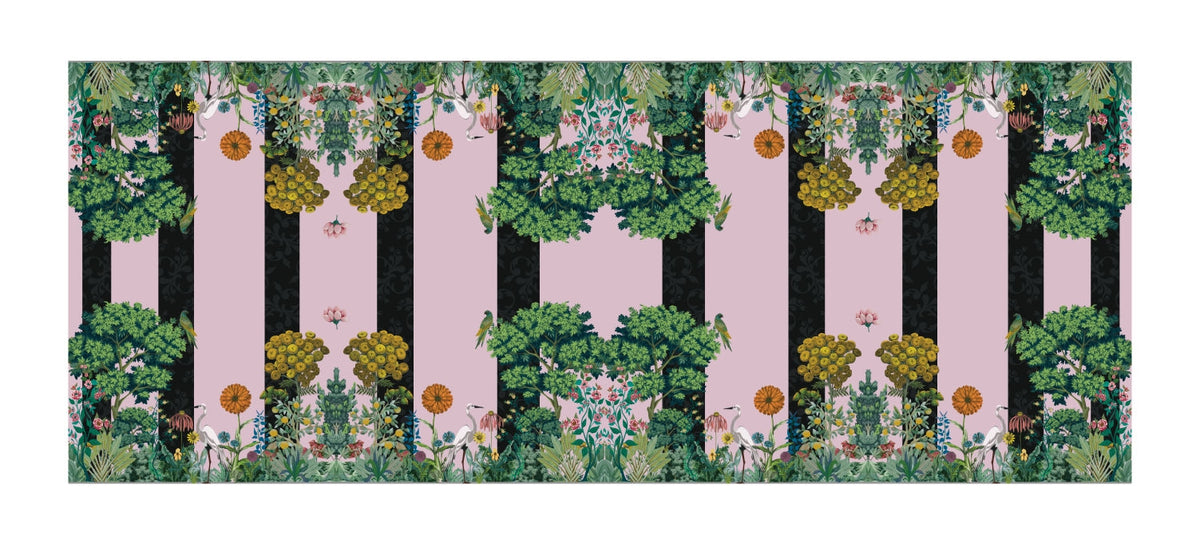Runner Policanva Airone Rosa e Nero – Design Manuela Merlo di Pink Martini Design