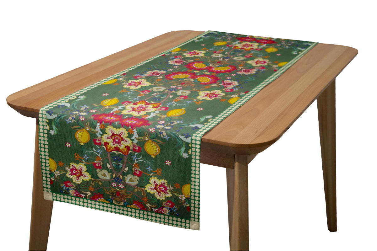 Runner Policanva India Verde – Design Manuela Merlo di Pink Martini Design