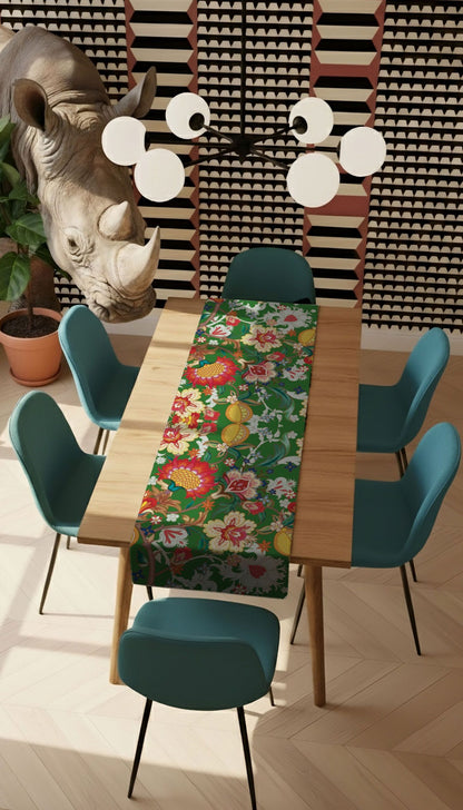 Runner Policanva India Verde – Design Manuela Merlo di Pink Martini Design