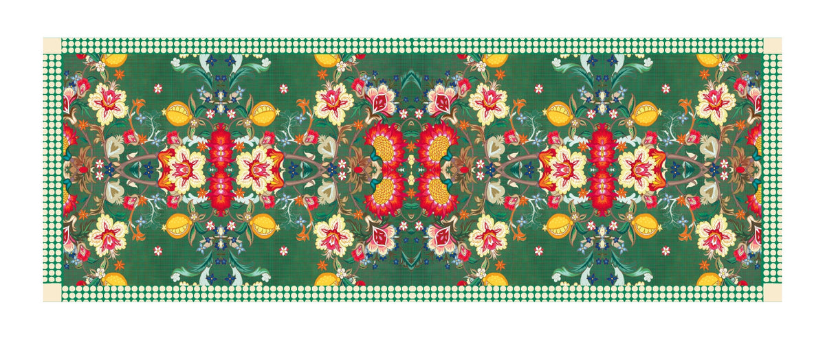 Runner Policanva India Verde – Design Manuela Merlo di Pink Martini Design