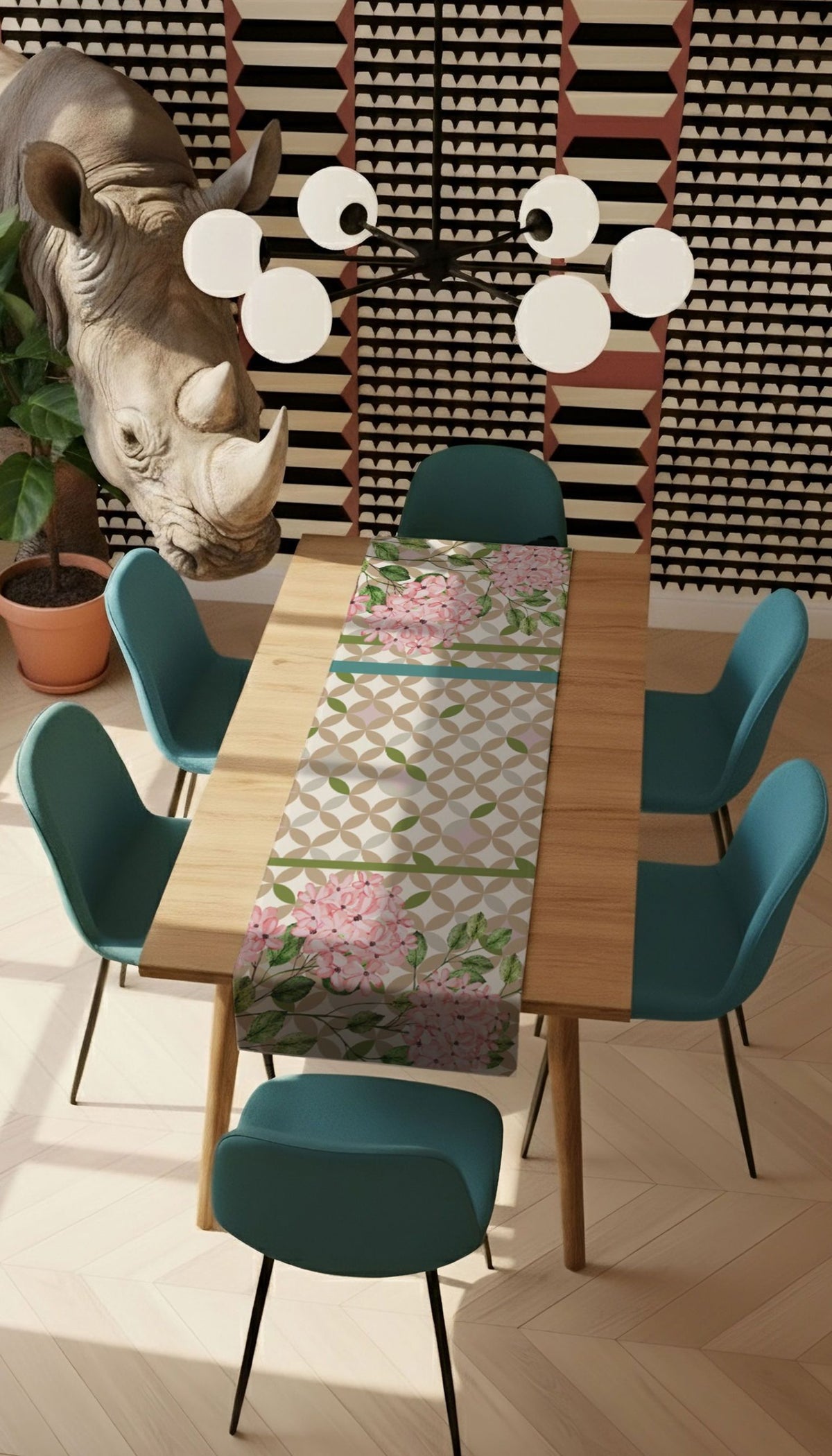 Runner Policanva Ortensia – Design Manuela Merlo di Pink Martini Design