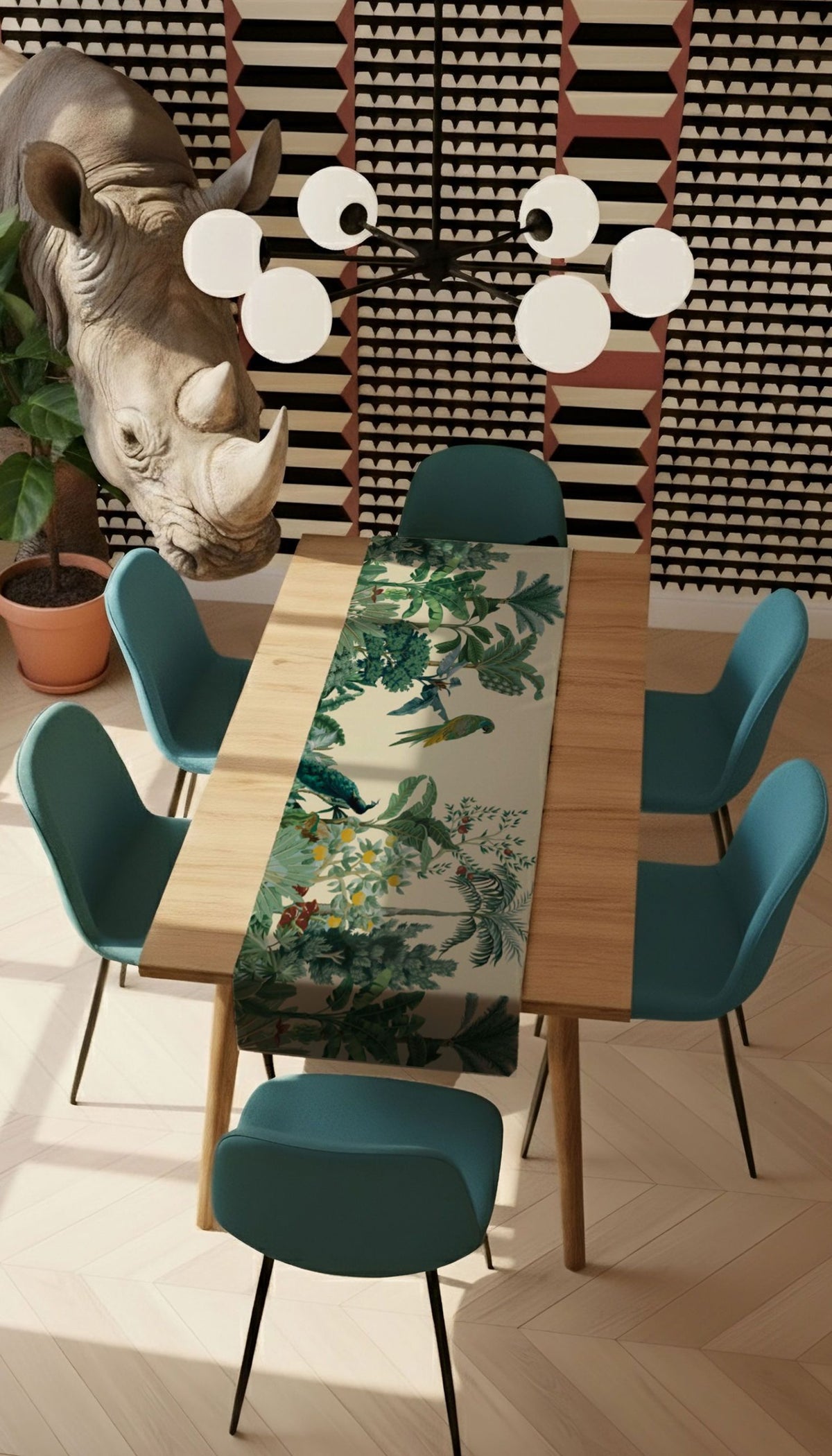 Runner Policanva Pappagallo Panna – Design Manuela Merlo di Pink Martini Design