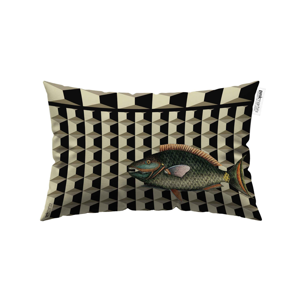 Cuscino Rettangolare Pesce Pattern Neutro – Design Manuela Merlo di Pink Martini Design