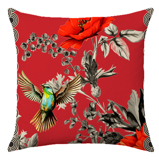 Cuscino Colibrì in Velluto colore Fragola - design Manuela Merlo Pink Martini Design
