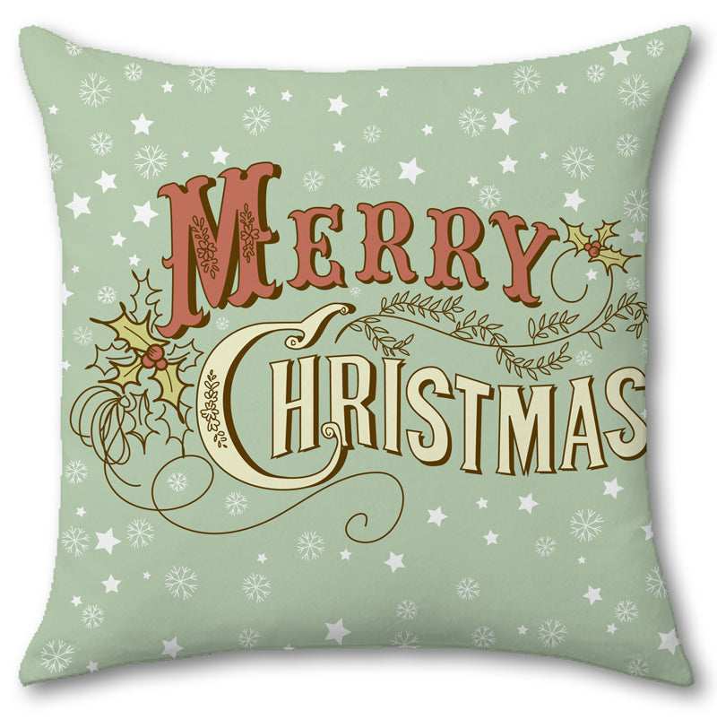 Cuscino in Raso Merry Christmas Verde
