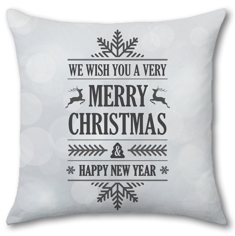 Cuscino in Raso Wish You a Merry Christmas Bianco