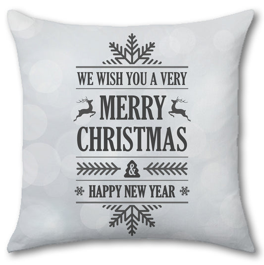 Cuscino in Raso Wish You a Merry Christmas Bianco