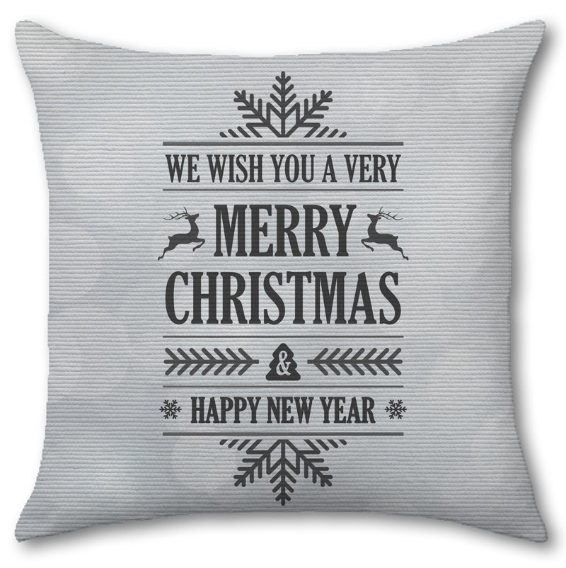 Cuscino in Raso Wish You a Merry Christmas Grigio