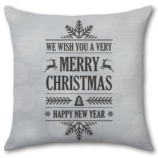 Cuscino in Raso Wish You a Merry Christmas Grigio