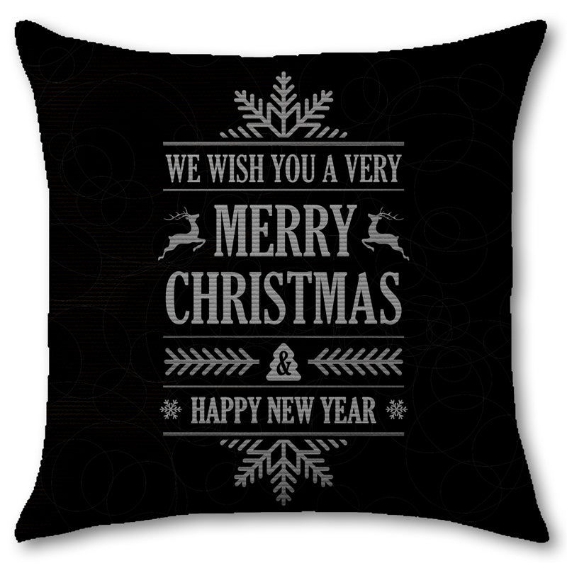 Cuscino in Raso Wish You a Merry Christmas Nero