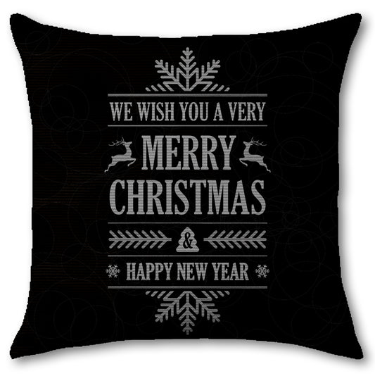Cuscino in Raso Wish You a Merry Christmas Nero